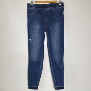 Spanx Pull on Distressed Raw hem Skinny jeans Size Large Compression casaul